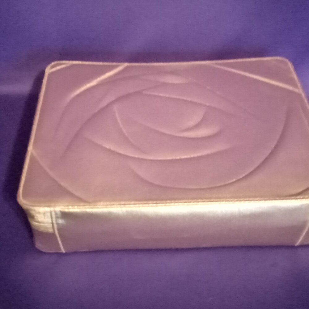 Slim Gold Makeup Train Case View 2